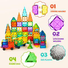 Cossy magnetic tiles rounded-corners safety design protects little hands during play