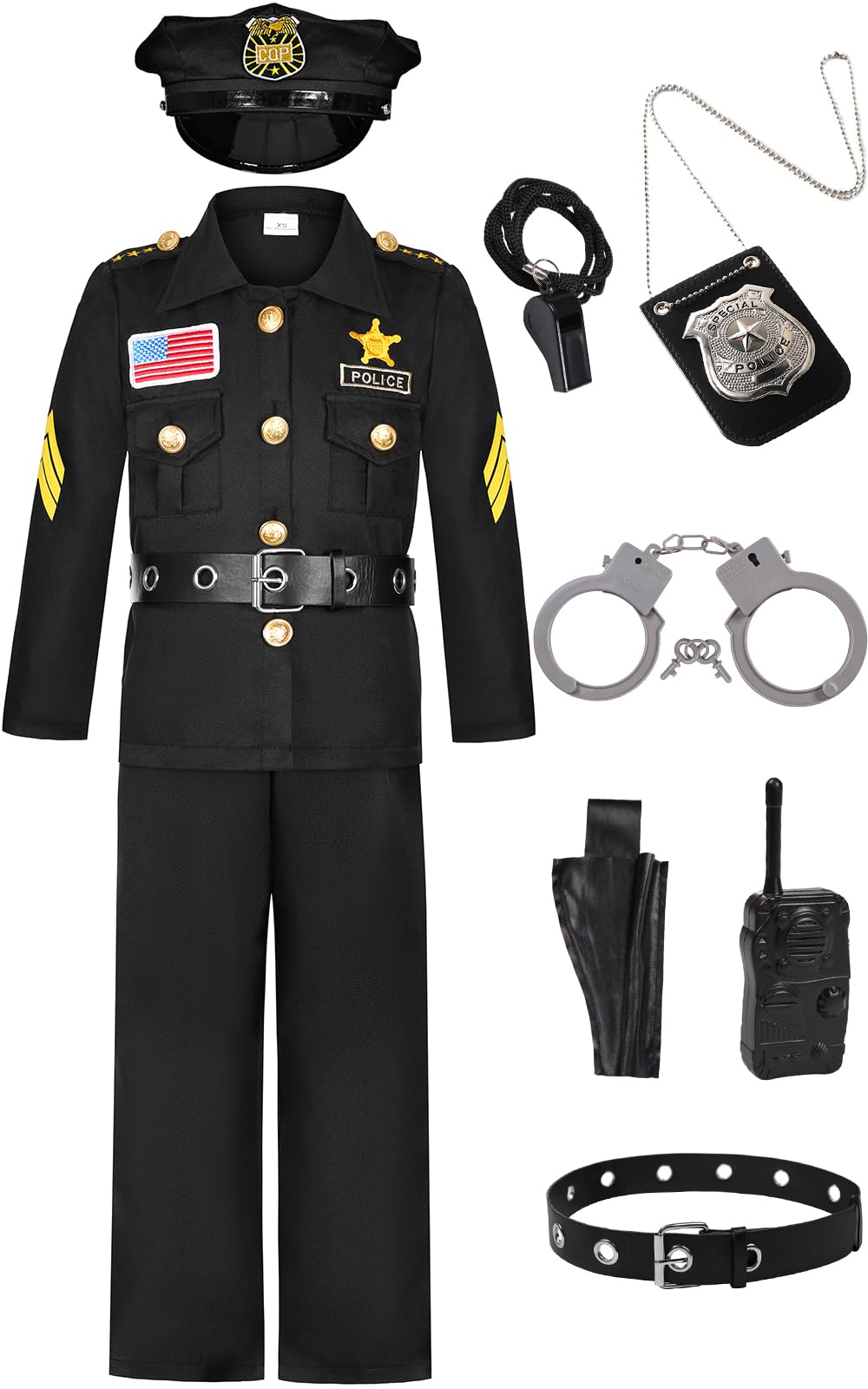 Costumerry police officer costume top for role-play and dress-up adventures