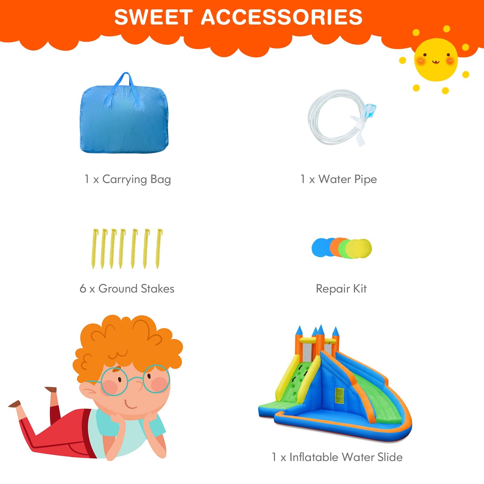 Costzon inflatable water slide with reinforced safety rails for secure play