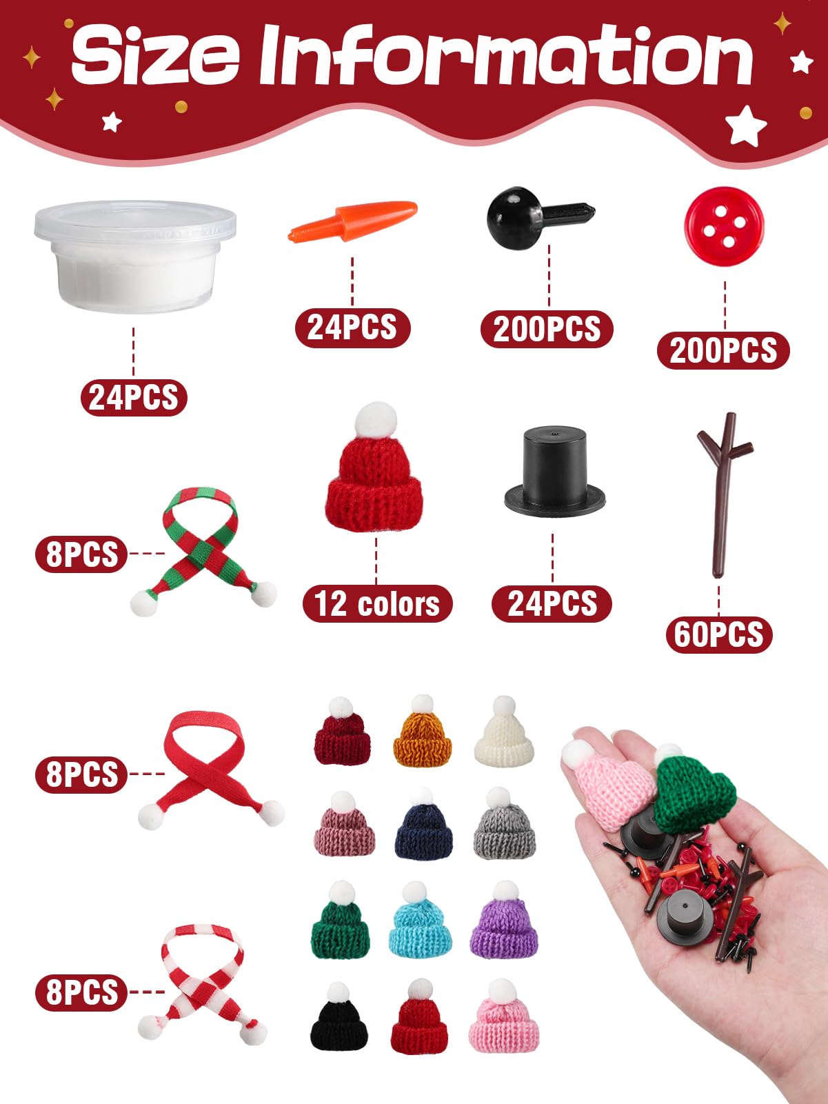 Cosweet cotton knitted hats snowman kit includes cozy accessories for cute snowmen.