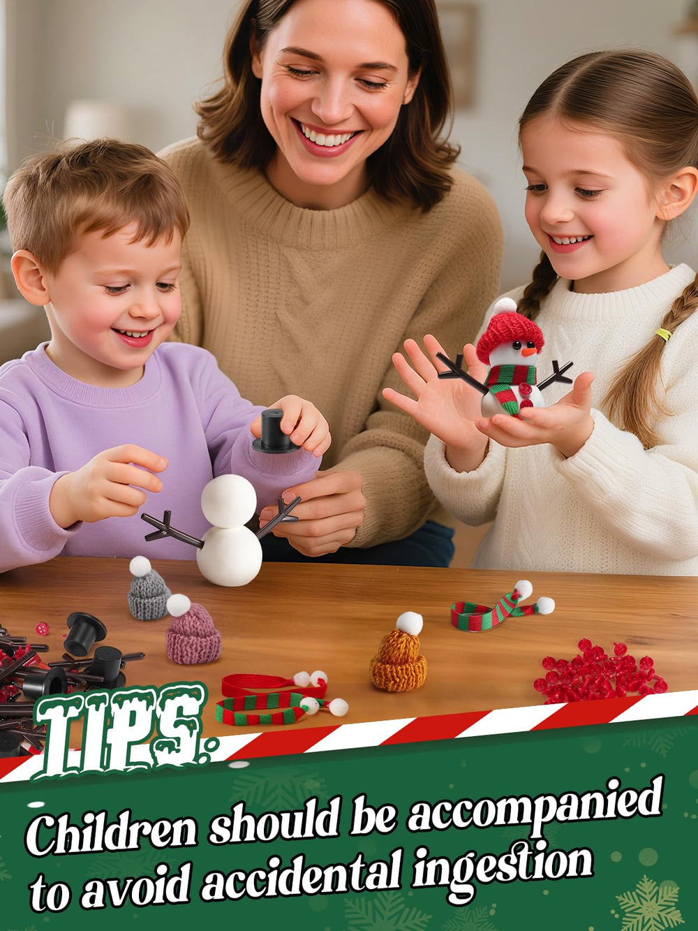 Cosweet red buttons snowman kit provides bold finishing touches for imaginative decorations.