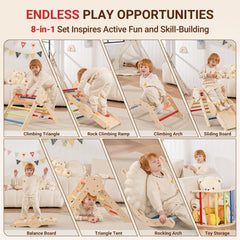 COSYLAND Pikler Triangle Set anti-tip arch supports safe exploration for toddlers
