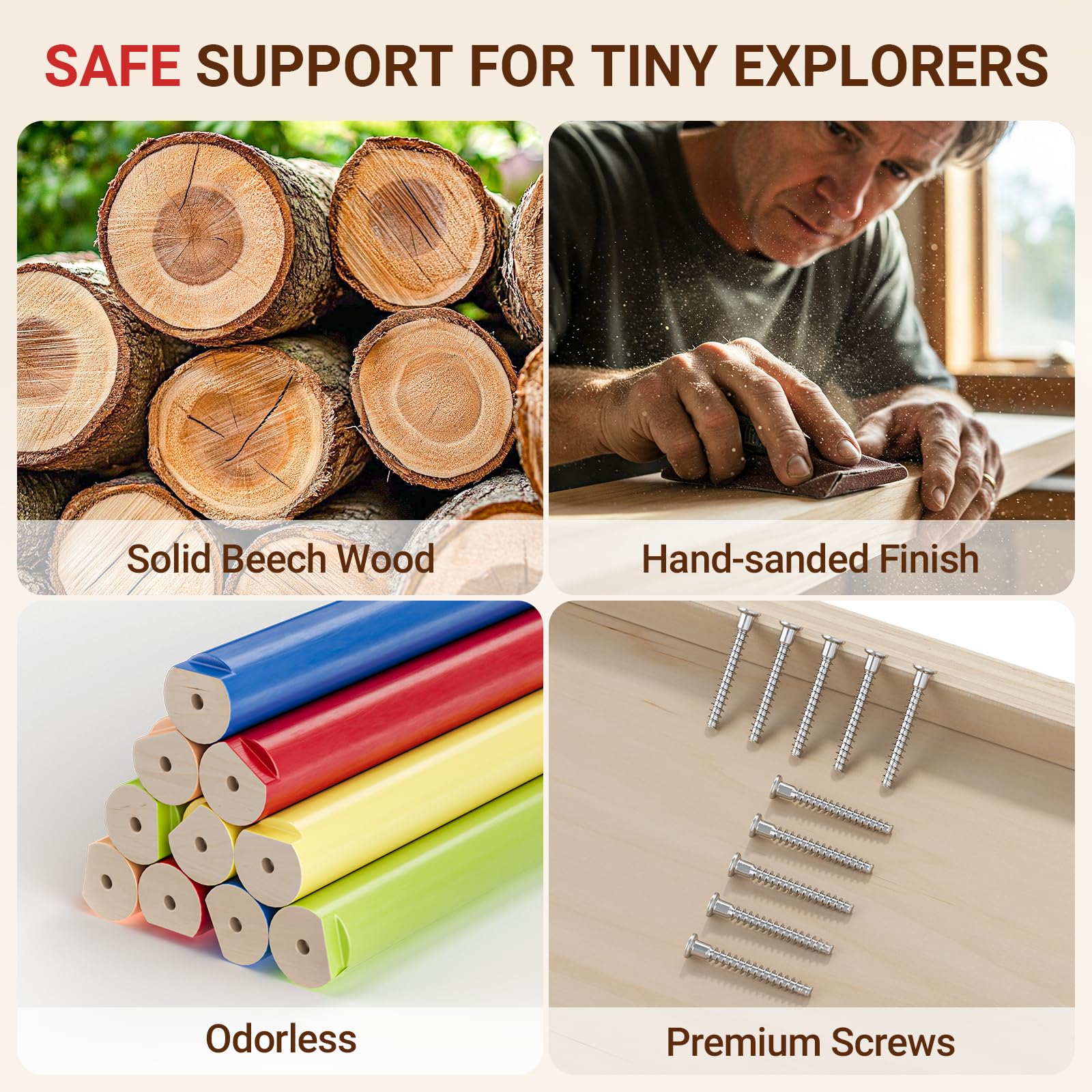 COSYLAND Pikler Triangle Set rocking-arch offers gentle sway for core growth