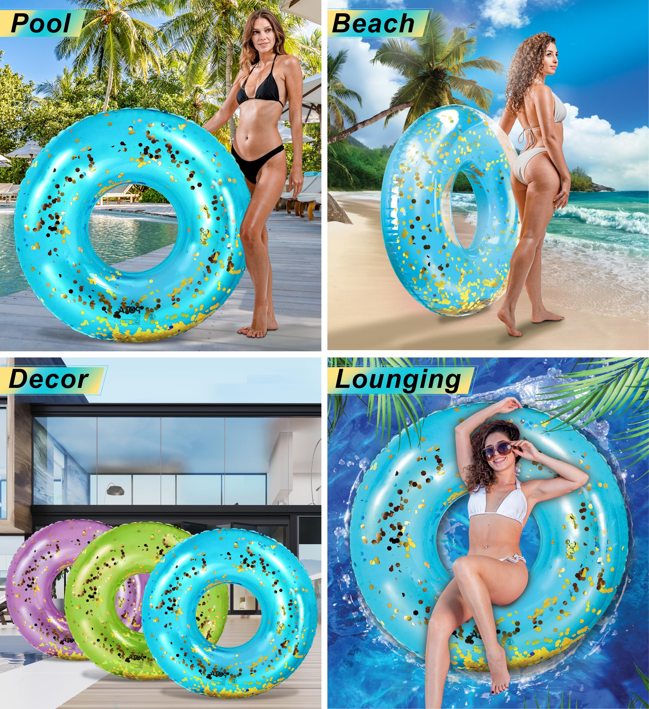 48-inch CoTa Global pool tube ready for quick inflation with an electric pump.