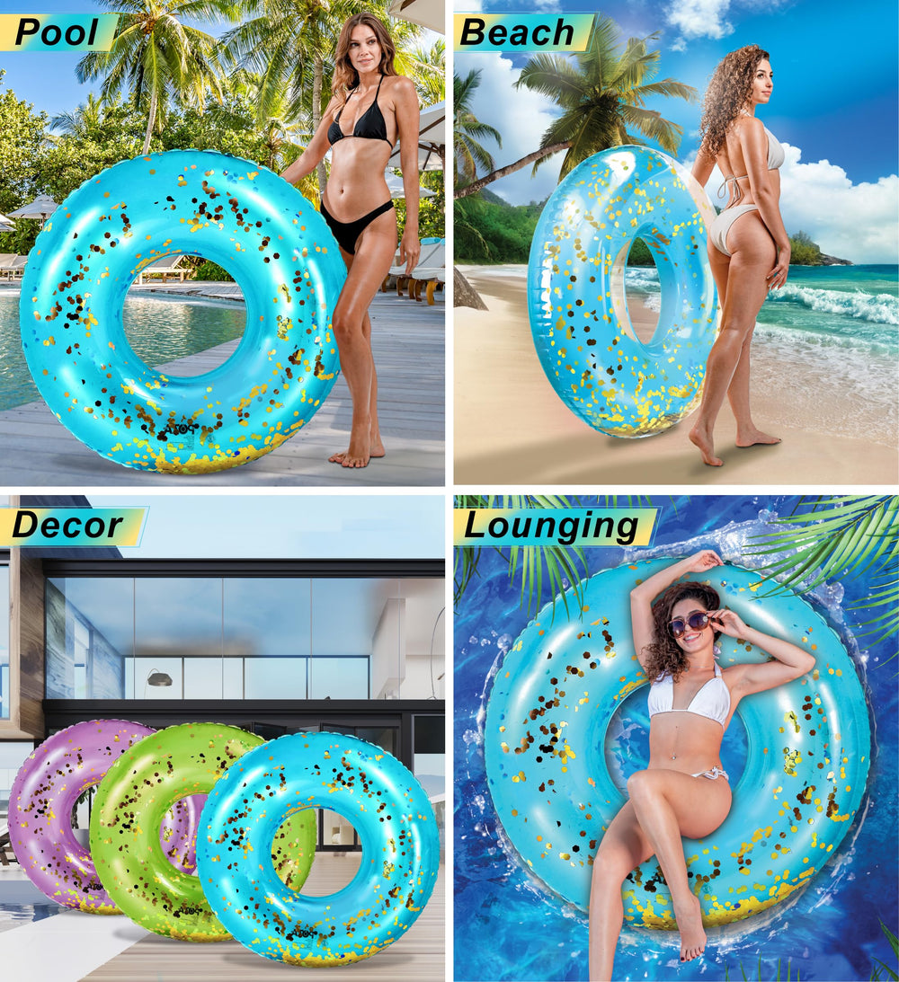 48-inch CoTa Global pool tube ready for quick inflation with an electric pump.