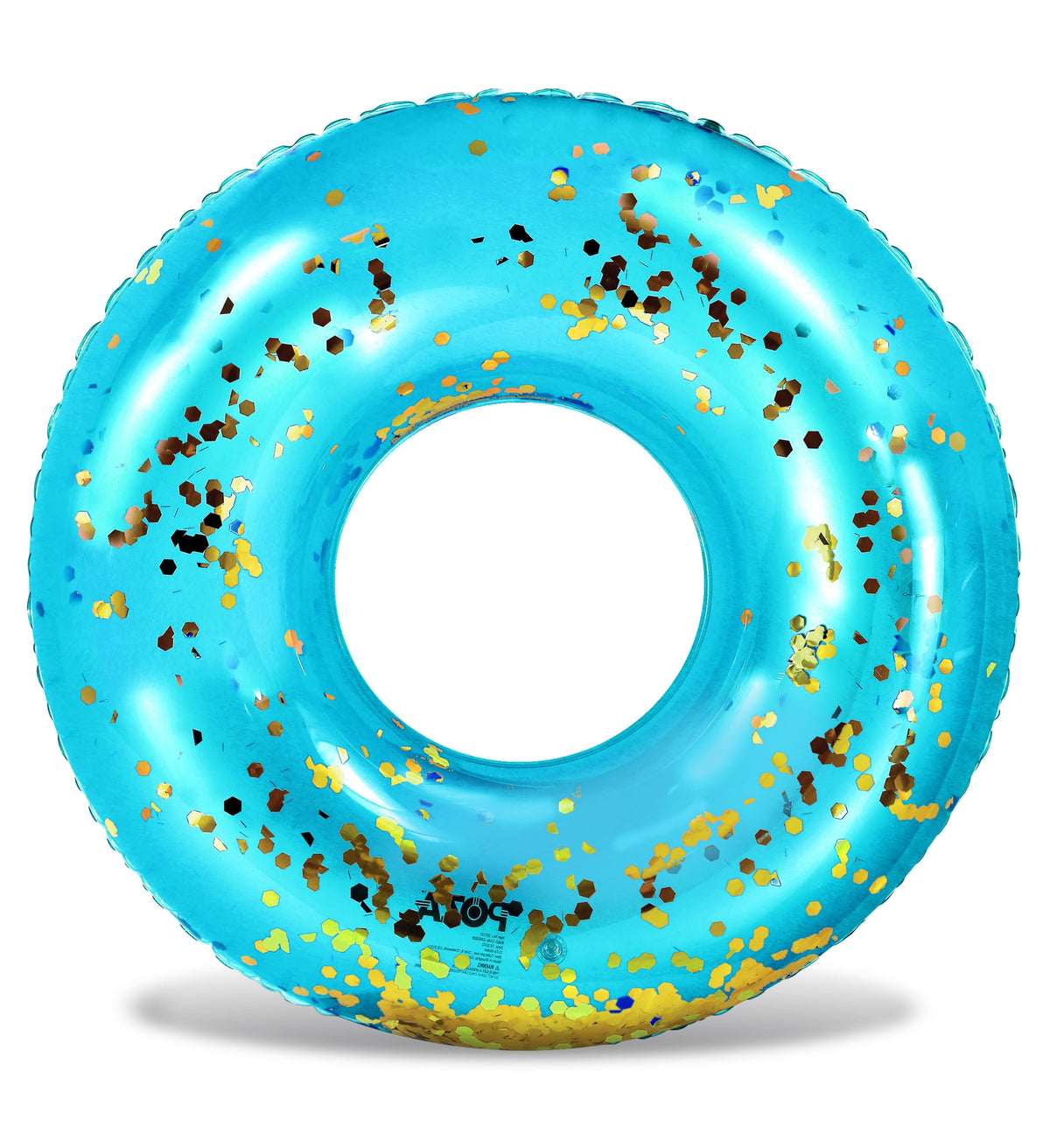 CoTa Global blue giant glitter pool tube with gold confetti for festive pool parties.