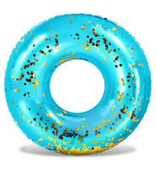 CoTa Global blue giant glitter pool tube with gold confetti for festive pool parties.