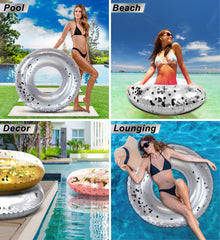 CoTa Global POZA silver confetti pool float top view for bright summer vibes