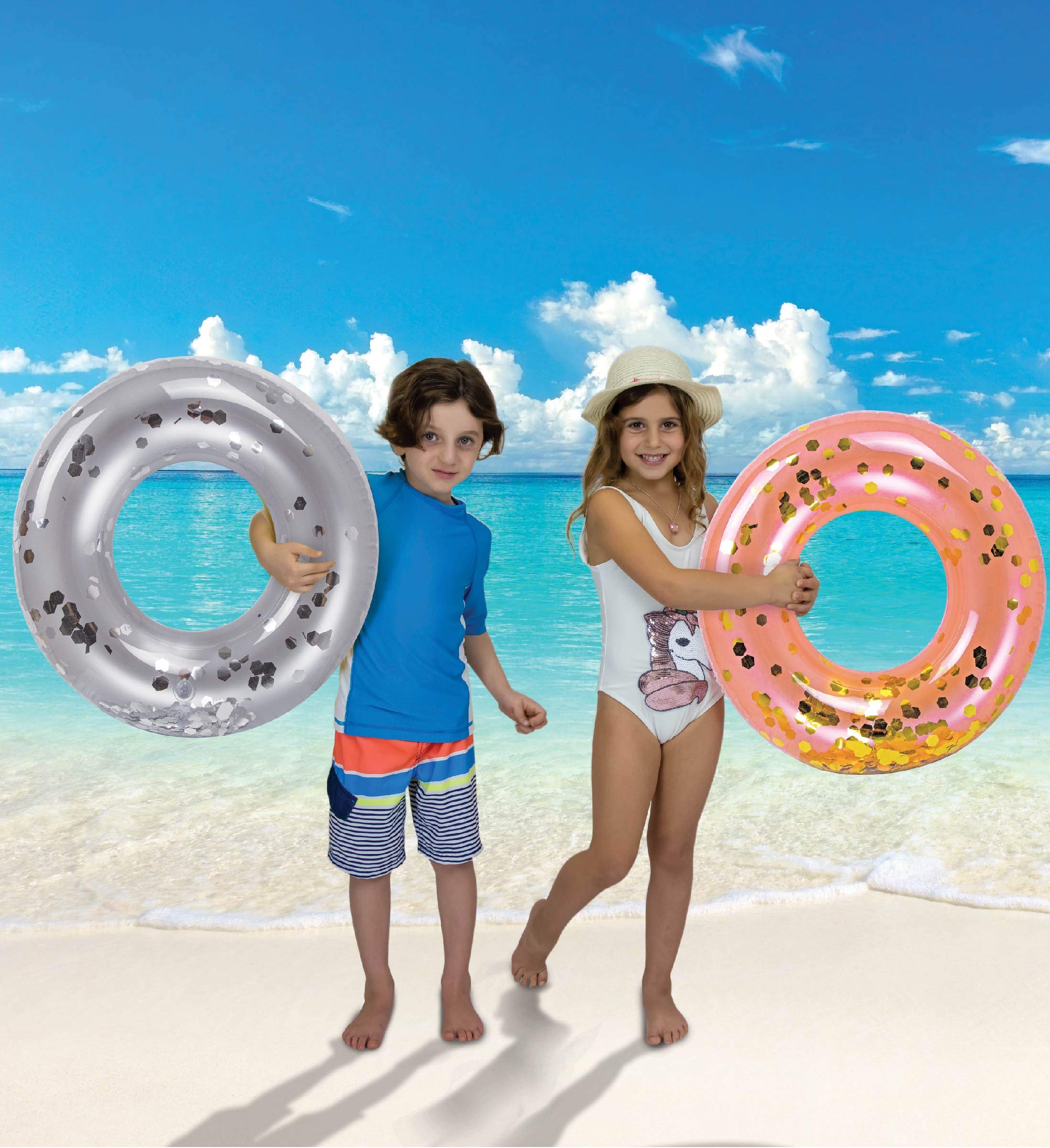 CoTa Global silver glitter float ring keeps kids buoyant and stylish