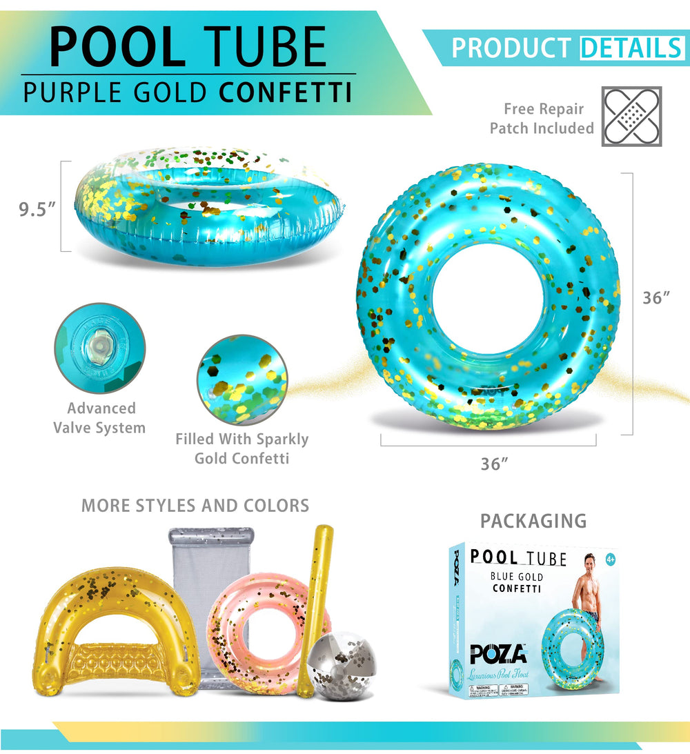 CoTa Global Blue Gold pool float side view highlighting durable heavy-duty PVC