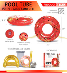 CoTa Global confetti round pool float close-up with gold interior