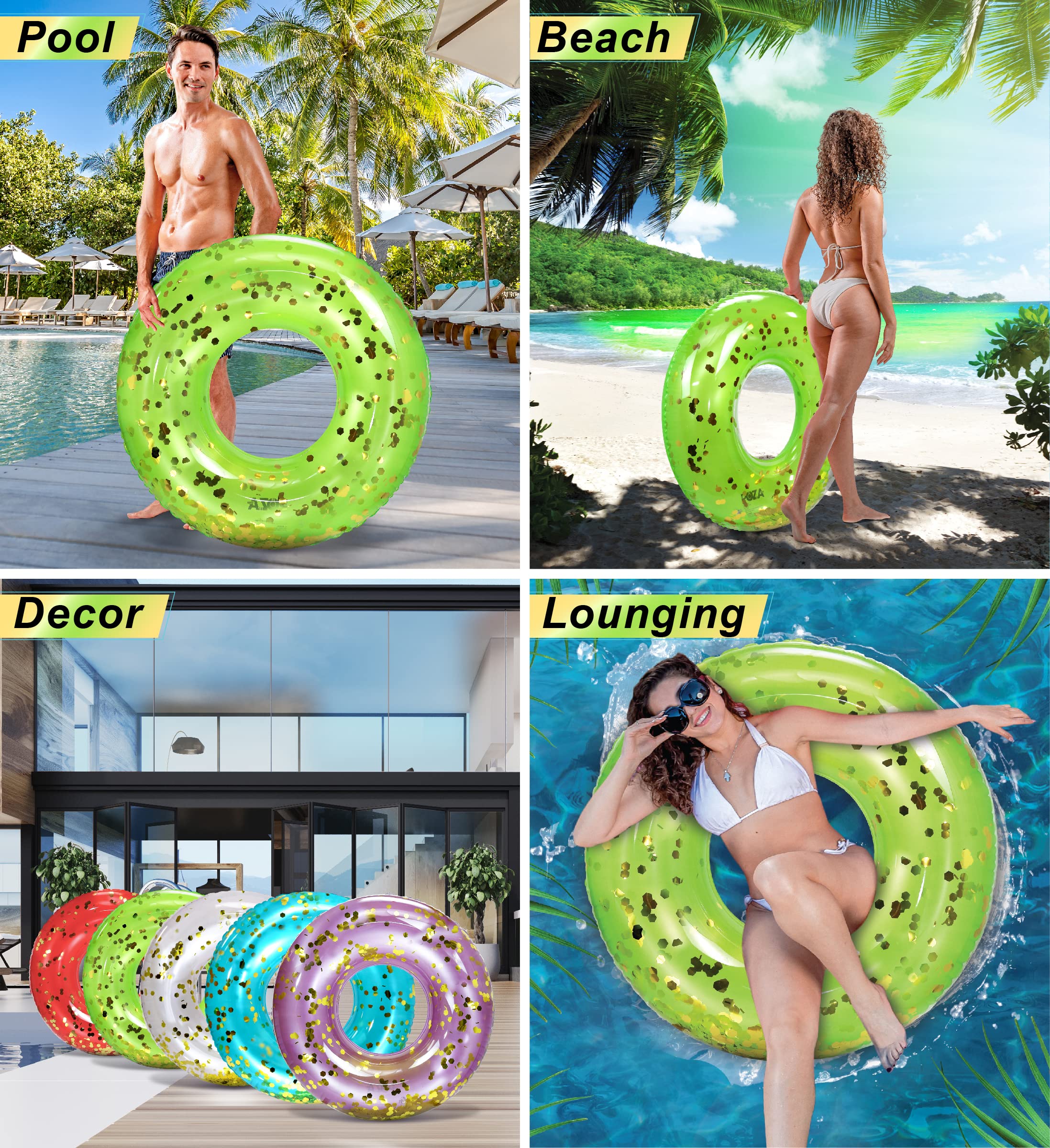 CoTa Global luxury green pool float decor for poolside parties.