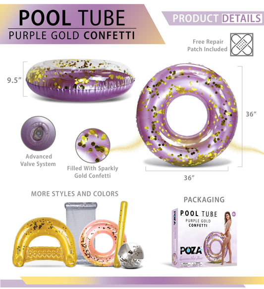 CoTa Global Purple Gold pool float inflated for lounging by the water