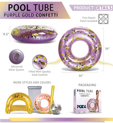 CoTa Global Purple Gold pool float inflated for lounging by the water