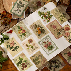 Cotrida vintage stamp stickers: birds and butterflies for journals and crafts