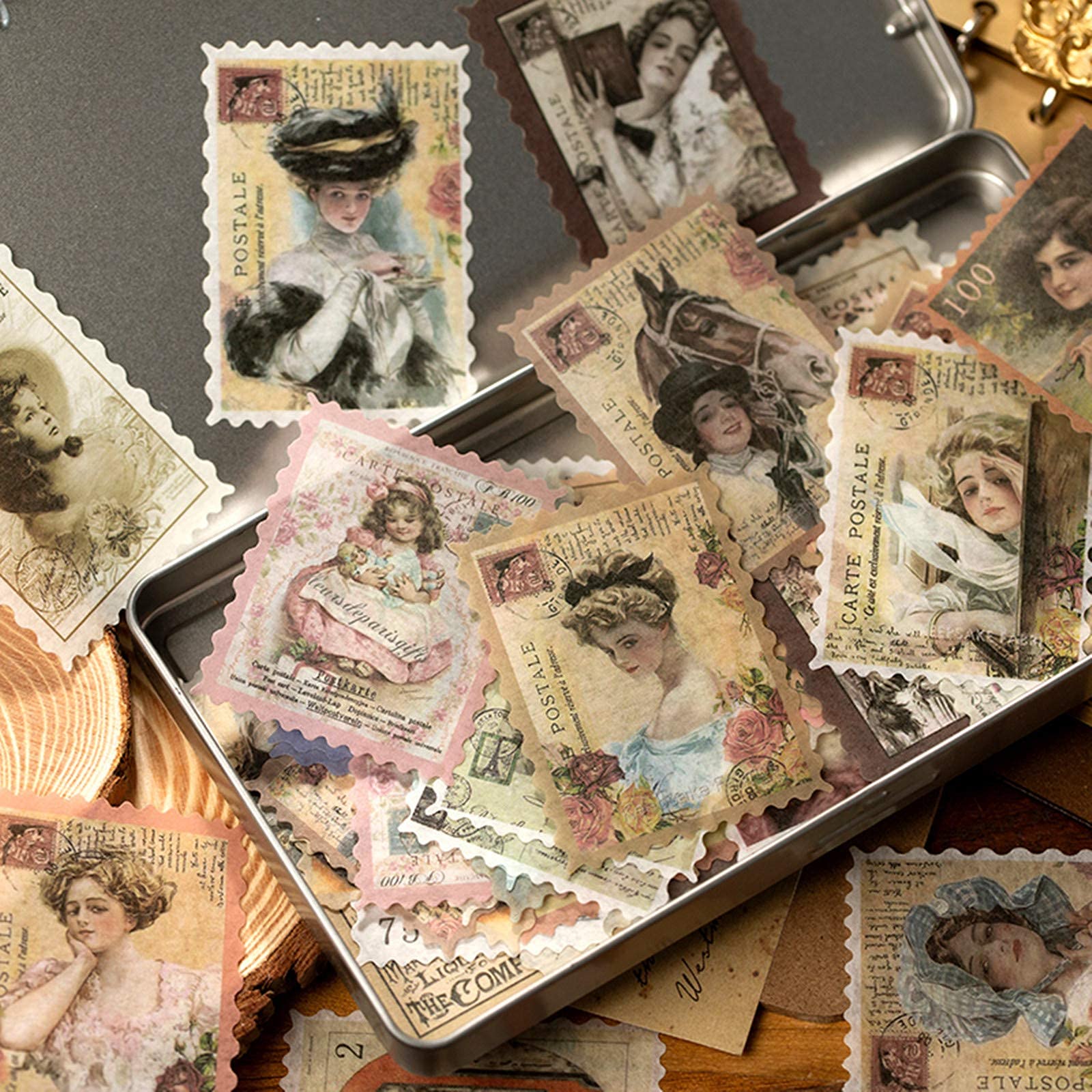 Cotrida vintage stamp stickers: world landmarks for travel journals