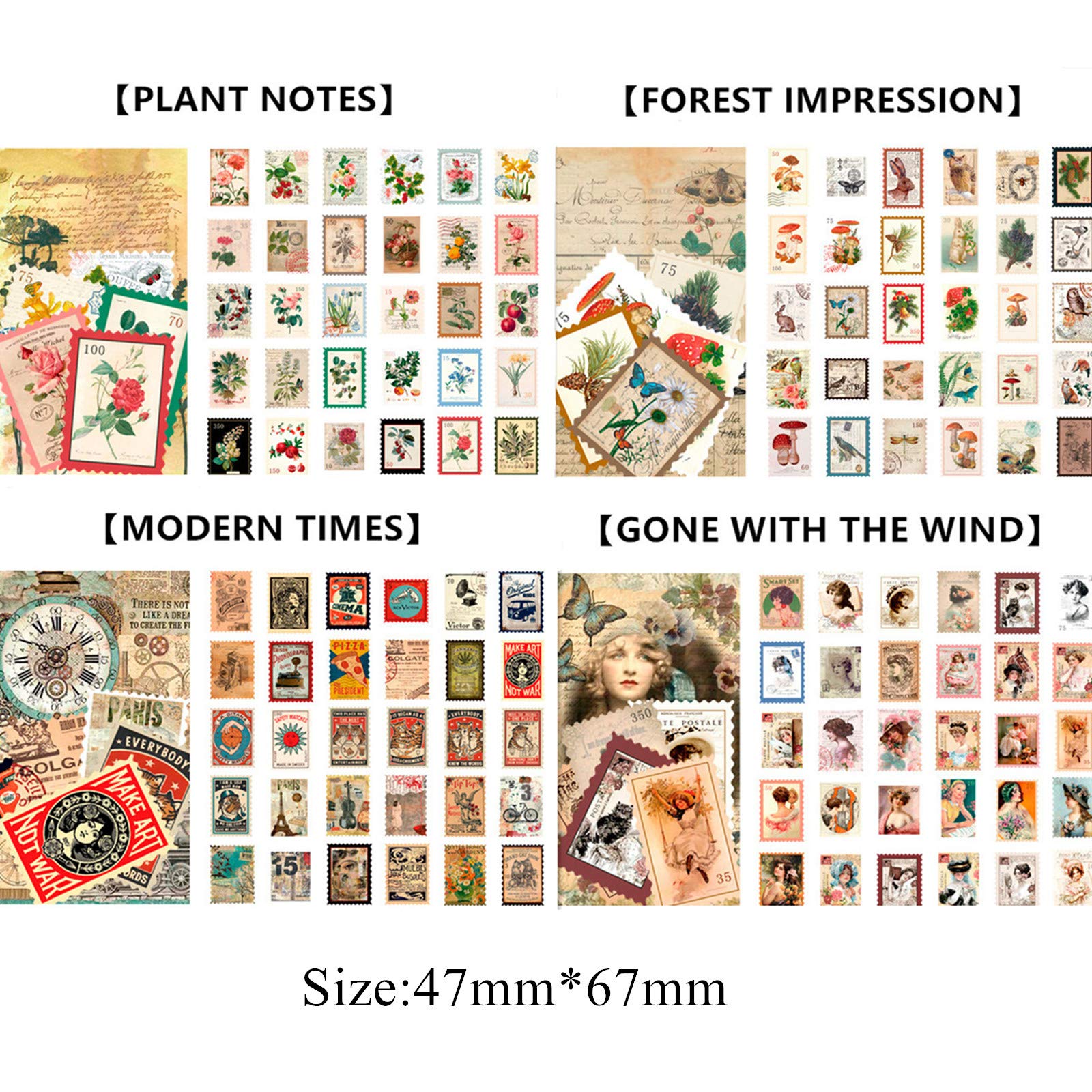 Cotrida vintage stamp stickers: wild animals for creative envelopes