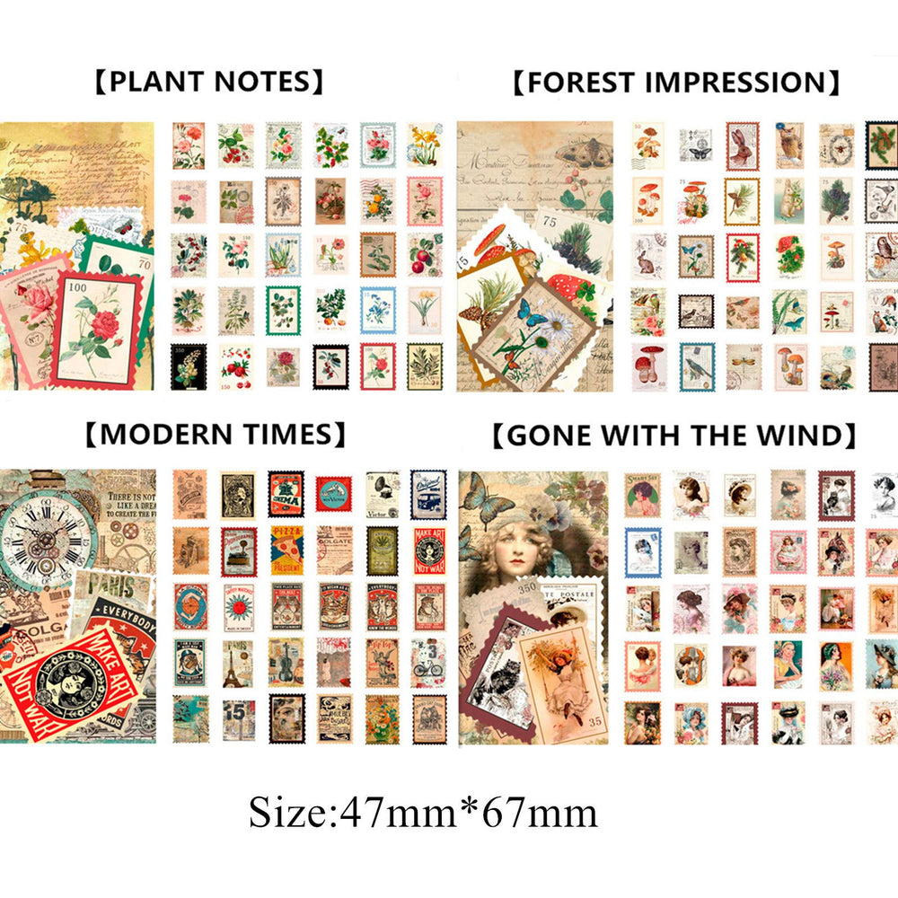 Cotrida vintage stamp stickers: wild animals for creative envelopes