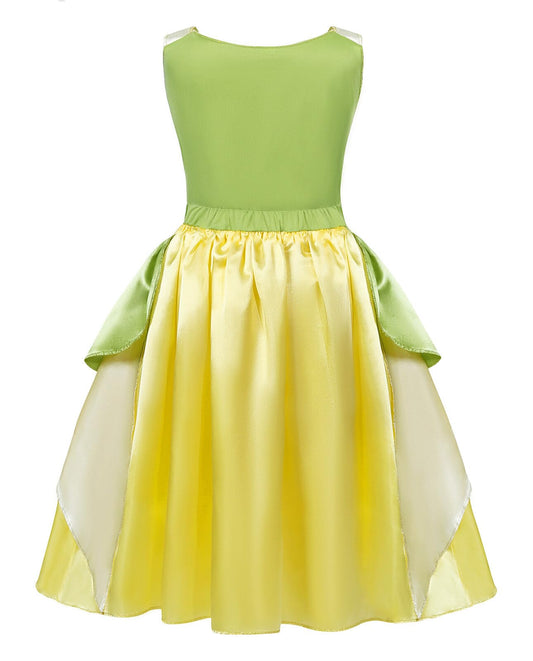 COTRIO Green Fairy Tale dress back view, soft cotton lining against skin