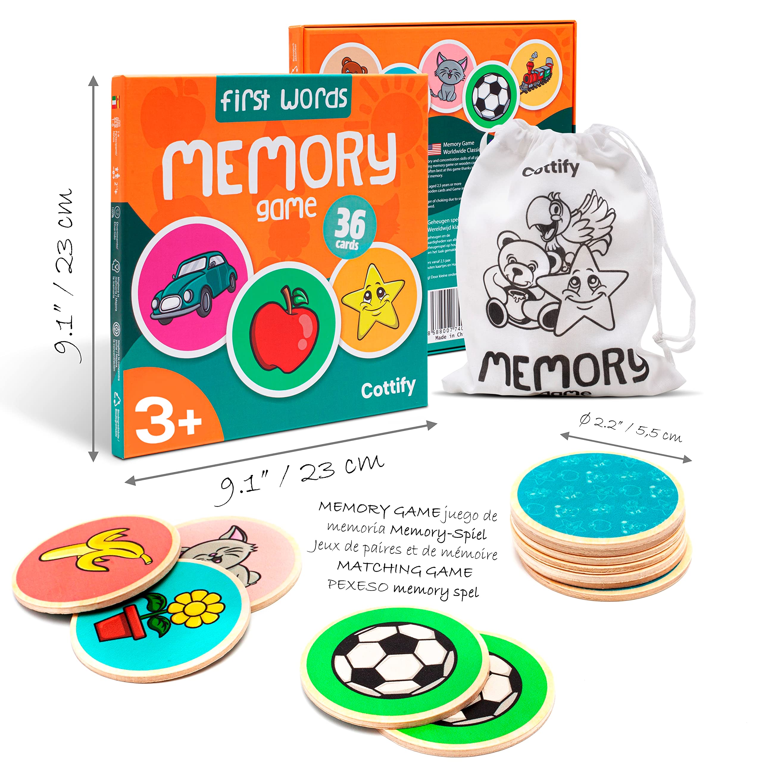 Cottify toddler memory cards with 22mm diameter for small hands.