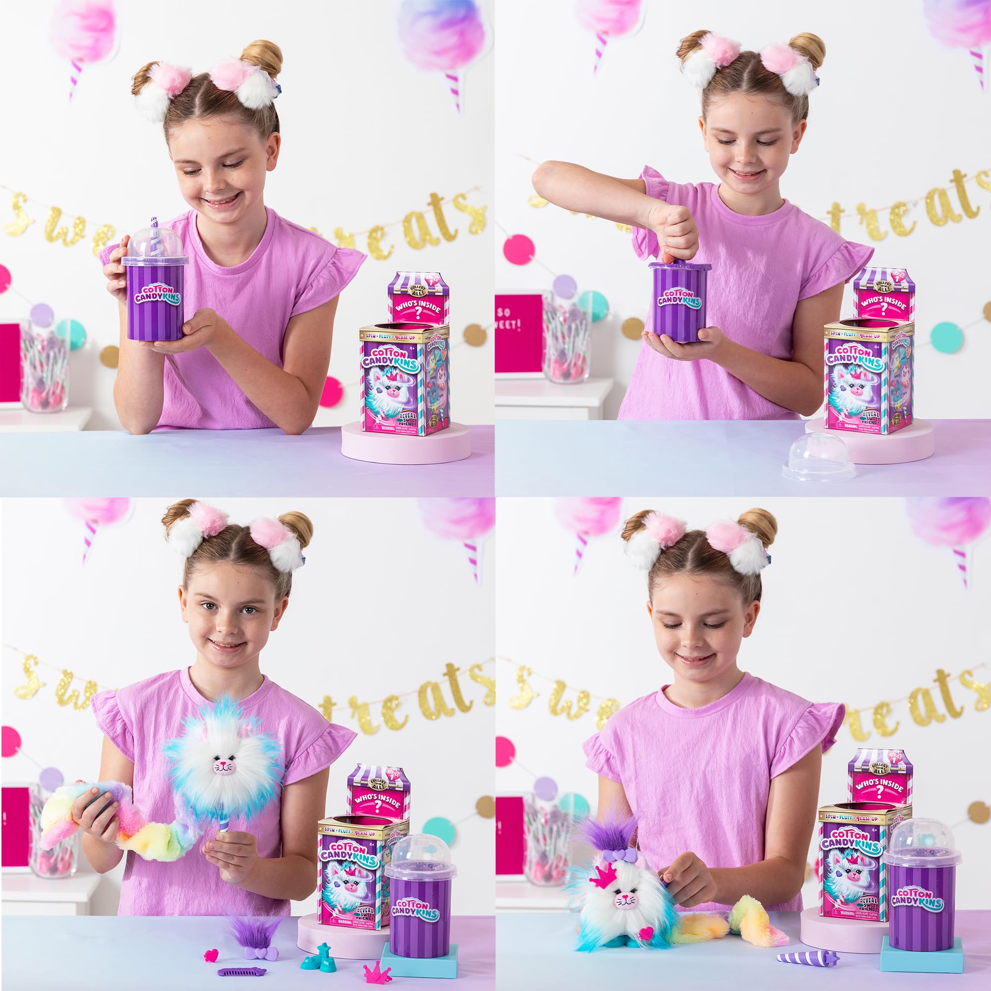 Cotton Candykins collection features six characters including cat, puppy, bunny.