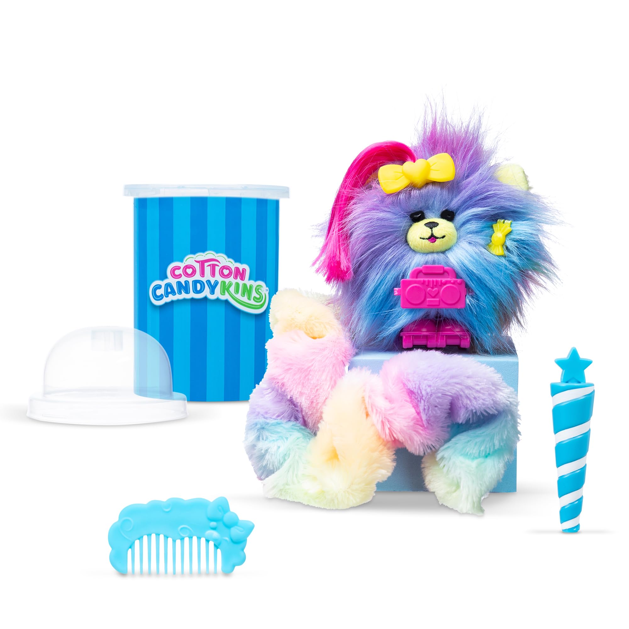 Cotton Candykins scented plush adds a sweet sensory cue.
