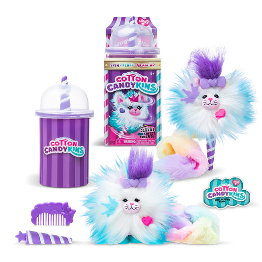 Cotton Candykins surprise capsule pop reveals a scented plush friend for playtime.