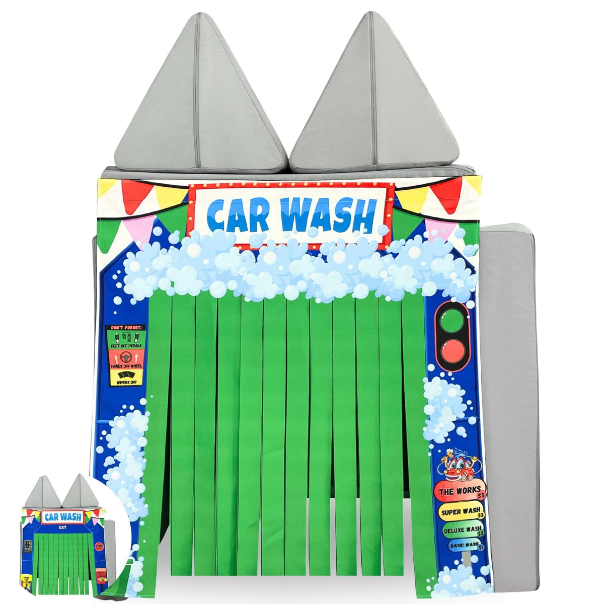 Couch Swag Play Panel car wash front view sparks imaginative play and interaction.