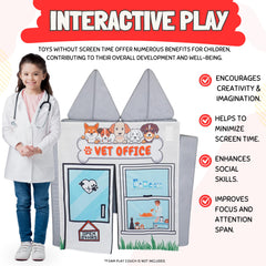 Couch Swag Vet Office Panel sparks imaginative play and language during pretend clinic sessions.