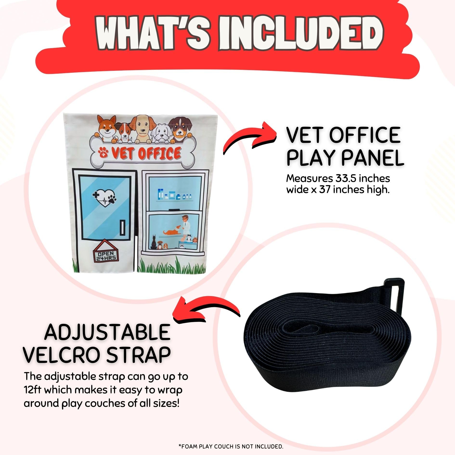 Couch Swag Vet Office Panel is safety tested for peace of mind during play.