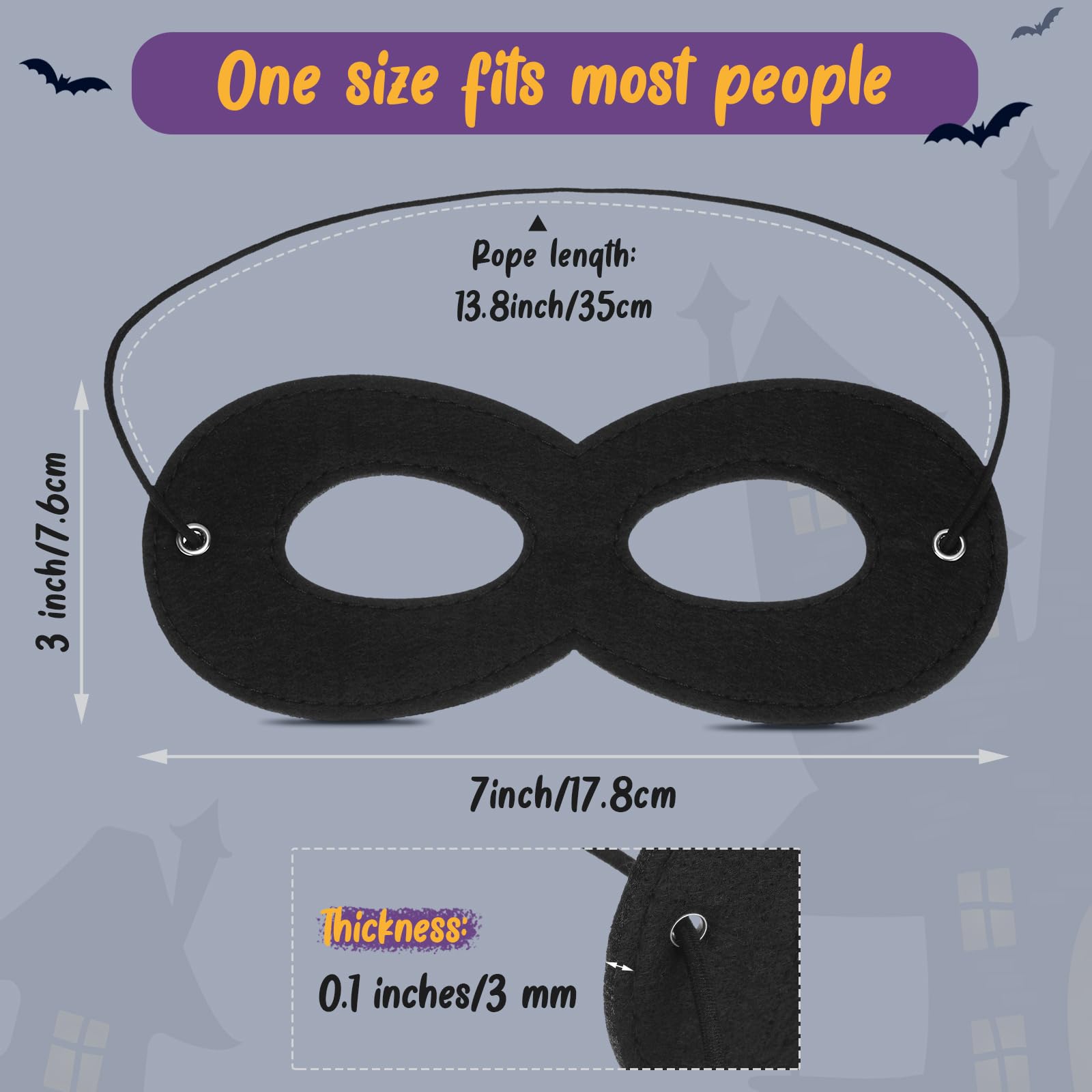 Coume 60-pack Halloween masks flat lay showing soft felt and compact design