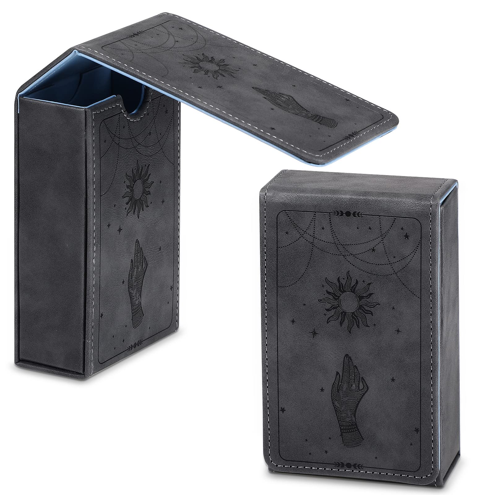 Coume PU leather tarot case with moon design protects decks on the go.