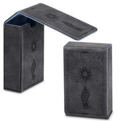 Coume PU leather tarot case with moon design protects decks on the go.