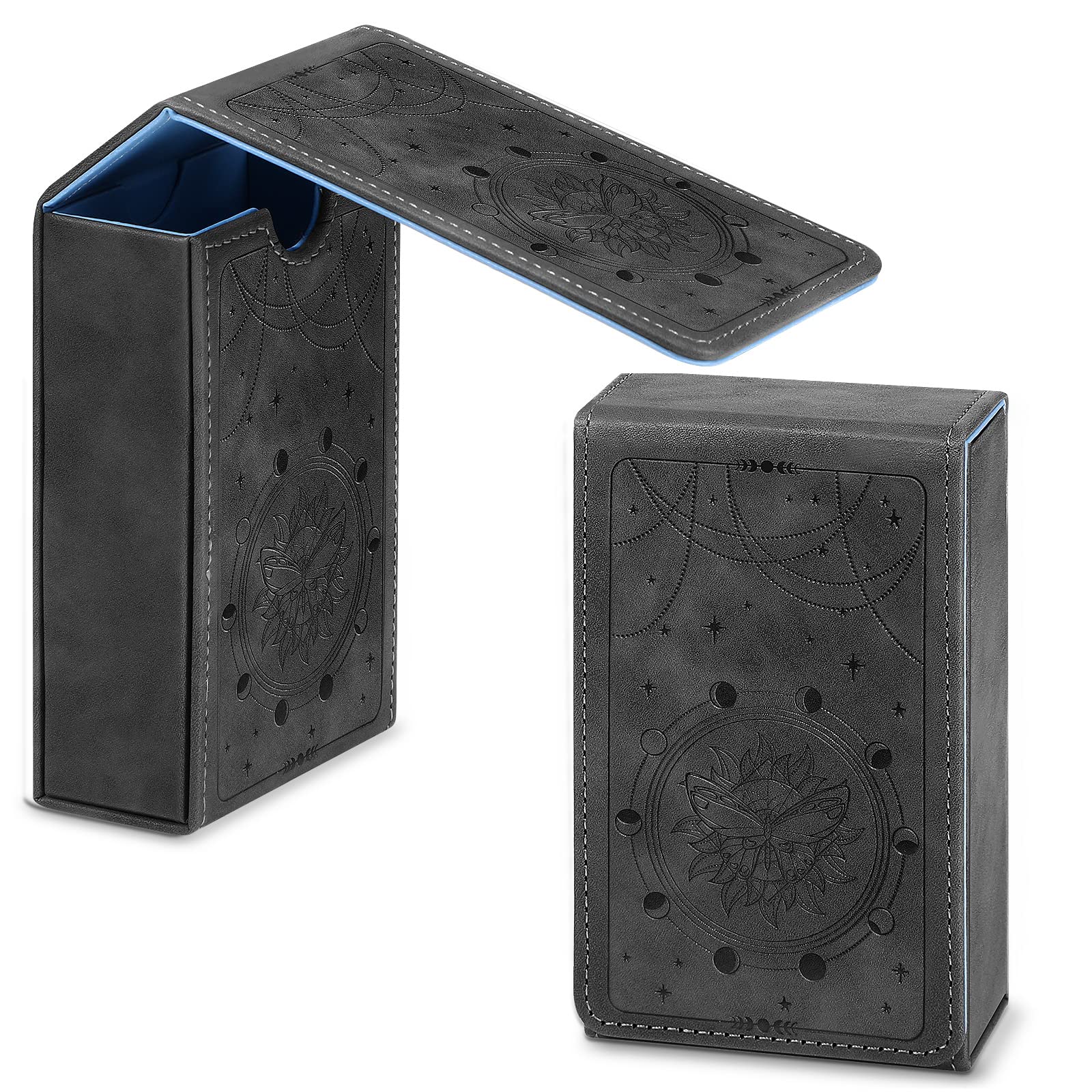 Coume PU leather tarot case with moon design protects decks on the go.