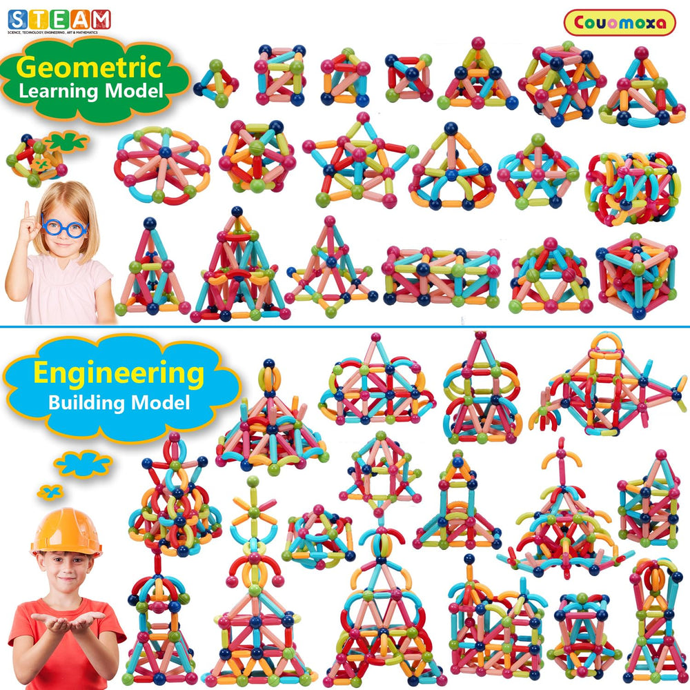 COUOMOXA magnetic toy kid-building scene shows collaborative, imaginative play.