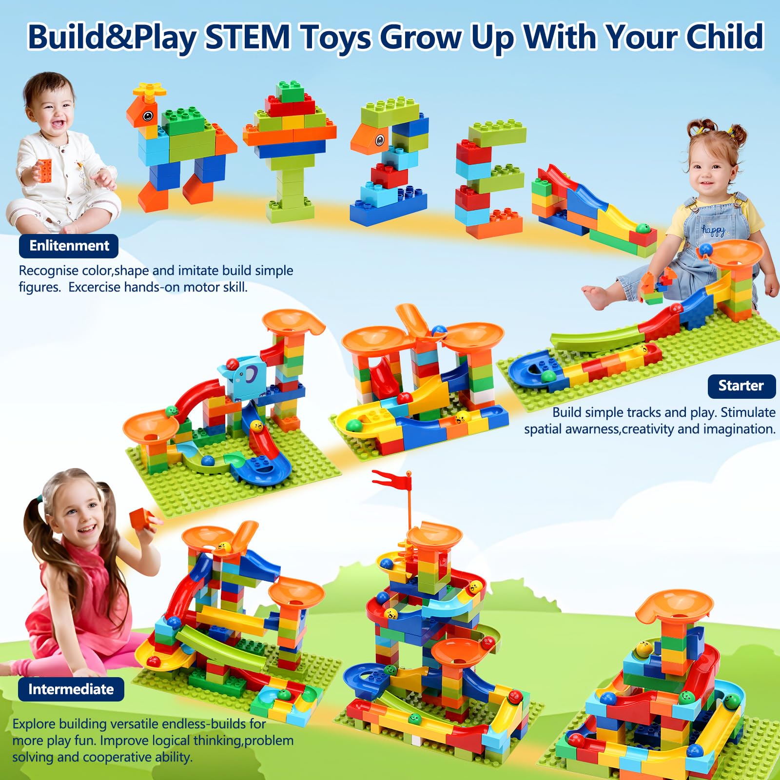 COUOMOXA Marble Run Assembly demonstrates hands-on building that boosts coordination.