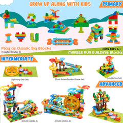 COUOMOXA Marble Run colorful track set highlighting vibrant building options