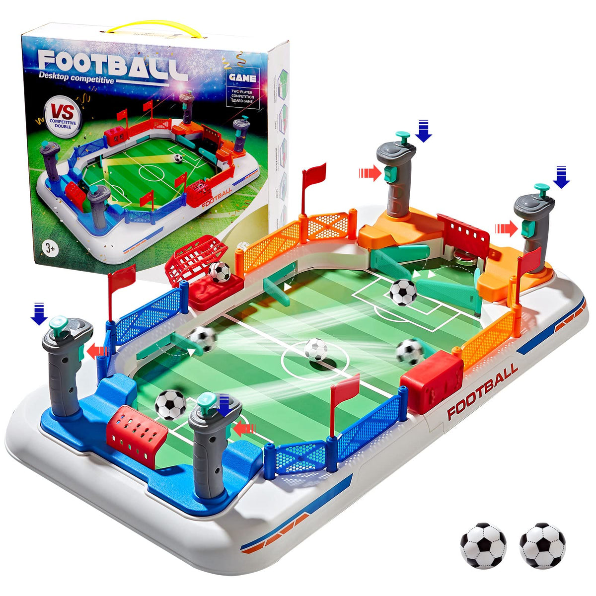 COUOMOXA upgrade mini football with four flippers enables fast, interactive play at home.