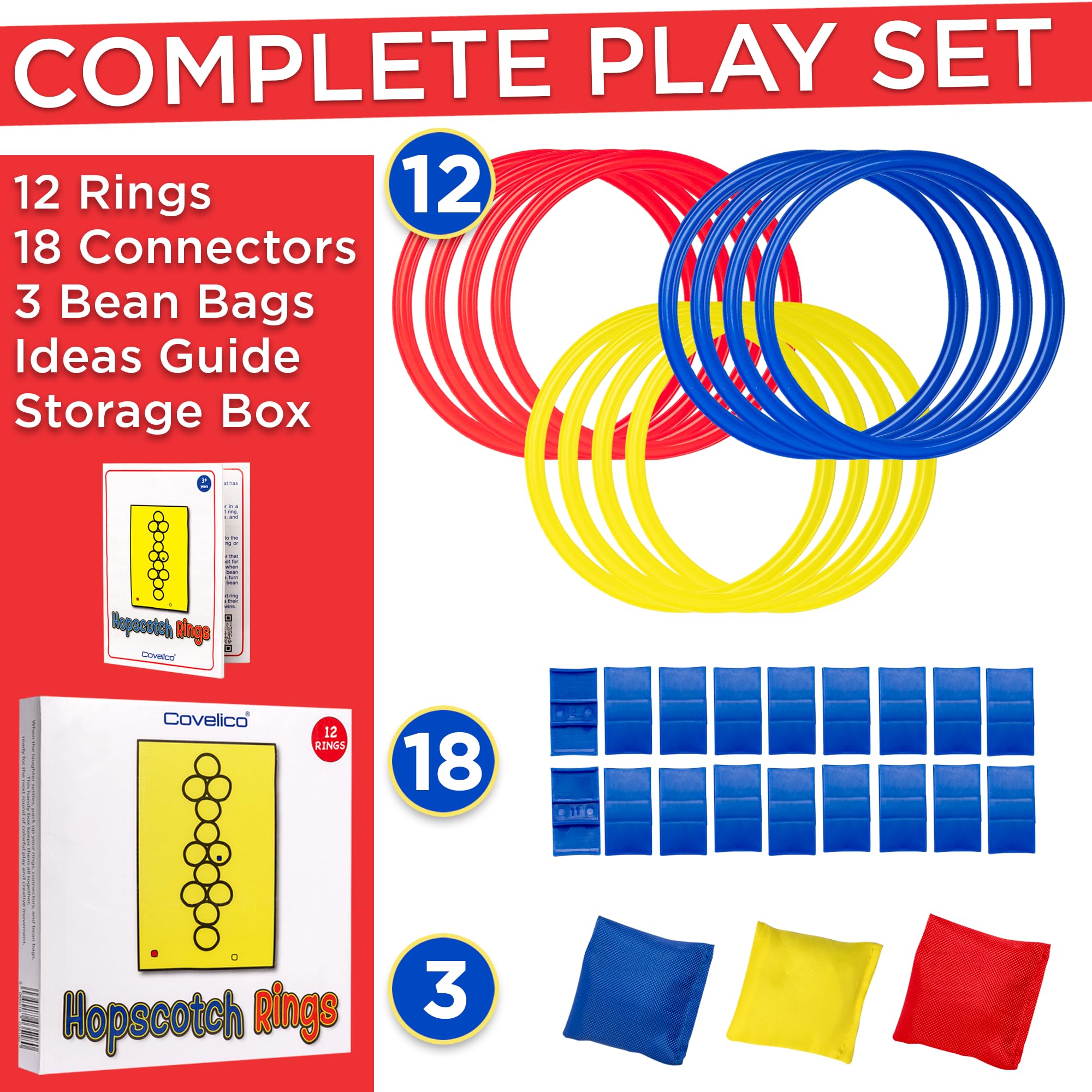 Bright color variety highlights each ring color to aid sorting and counting.