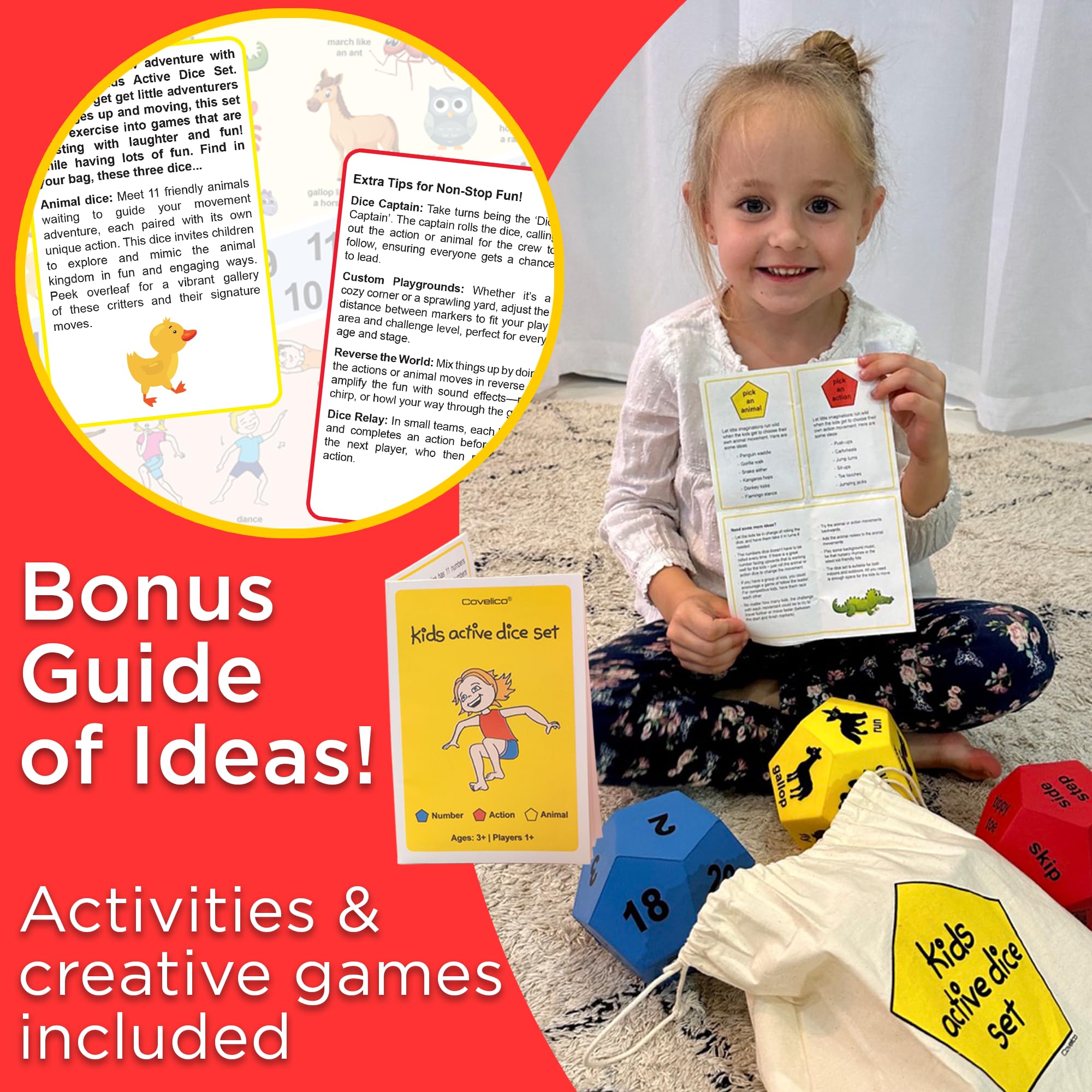 Soft PU foam Covelico dice are safe and durable for kids