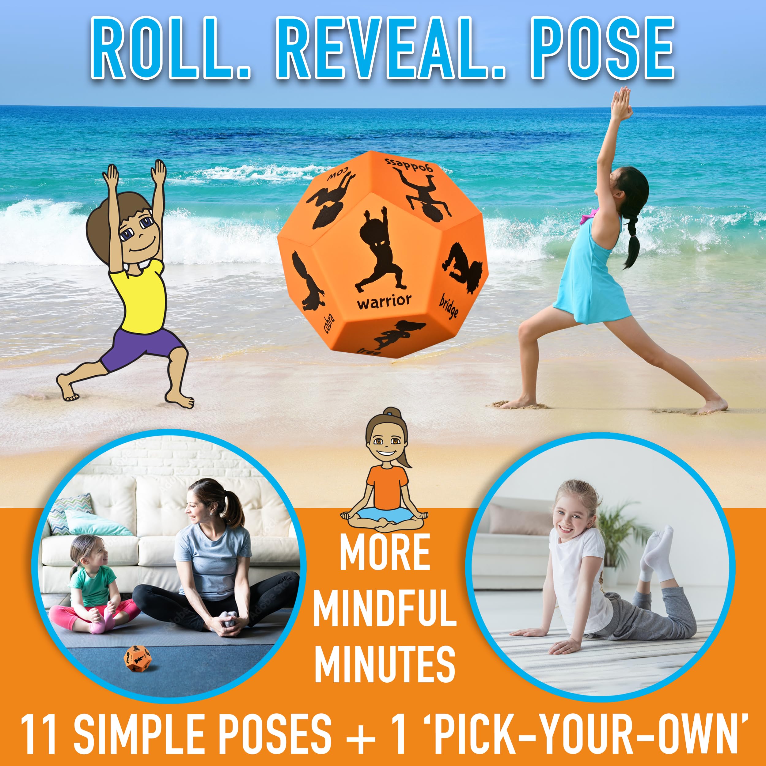 Covelico Yoga Dice cat pose: playful movement for warm-ups and calm energy.