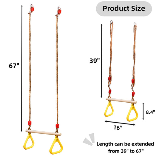 Close-up of Covzoe wooden 1.2-inch bar and durable rope for longevity.