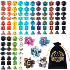 Coyeekn DND dice set in compact packaging, 140 pieces for variety.
