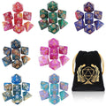 Coyeekn DND glitter dice set in a colorful spread for vibrant gameplay.