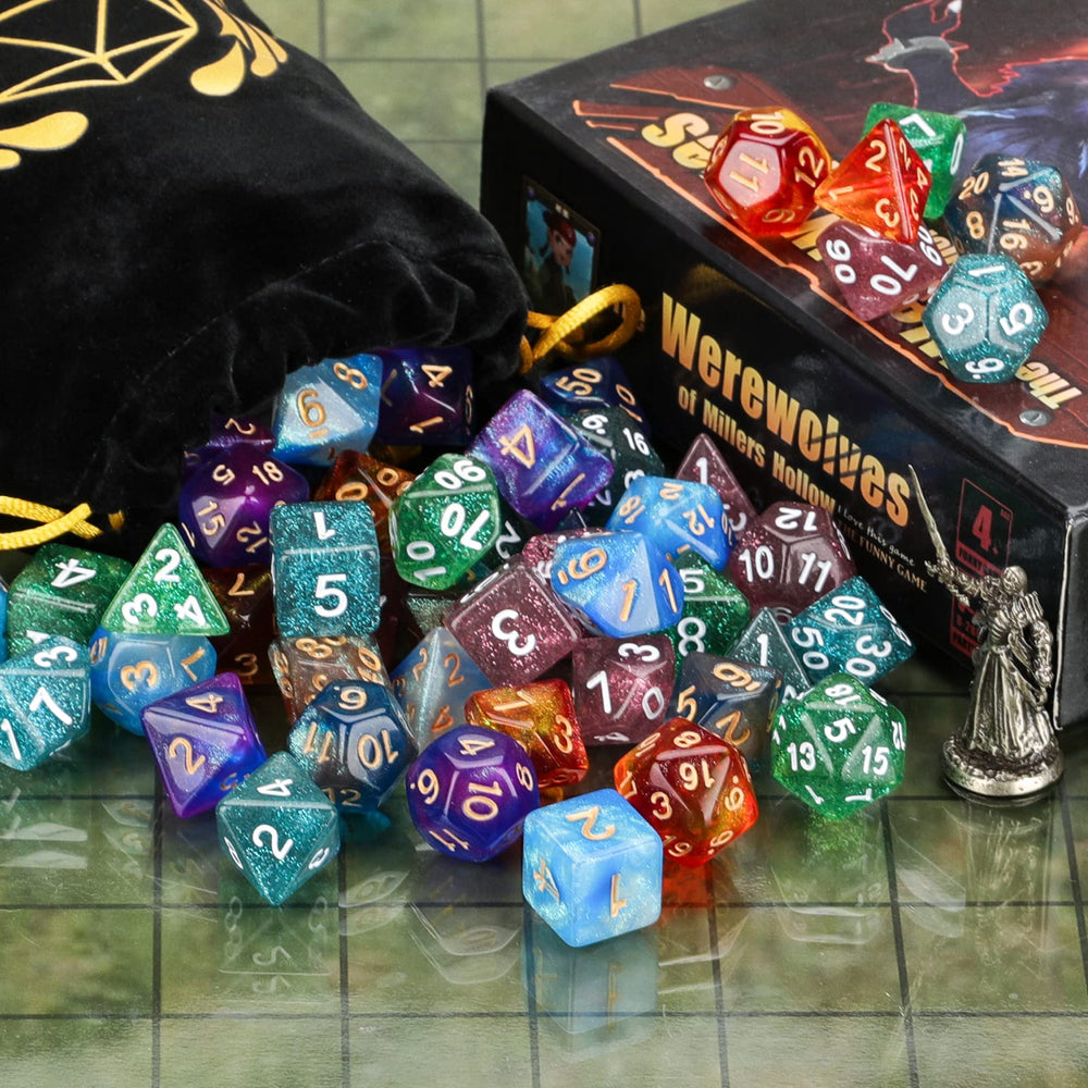 Coyeekn dice on a game table ready for gameplay.