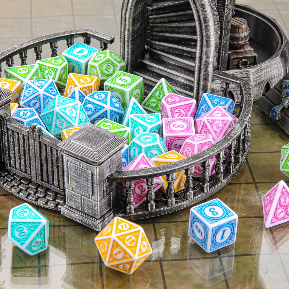 Coyeekn polyhedral dice ready for tabletop RPG sessions.