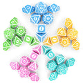 Coyeekn polyhedral dice set shown as the full collection for D&D.