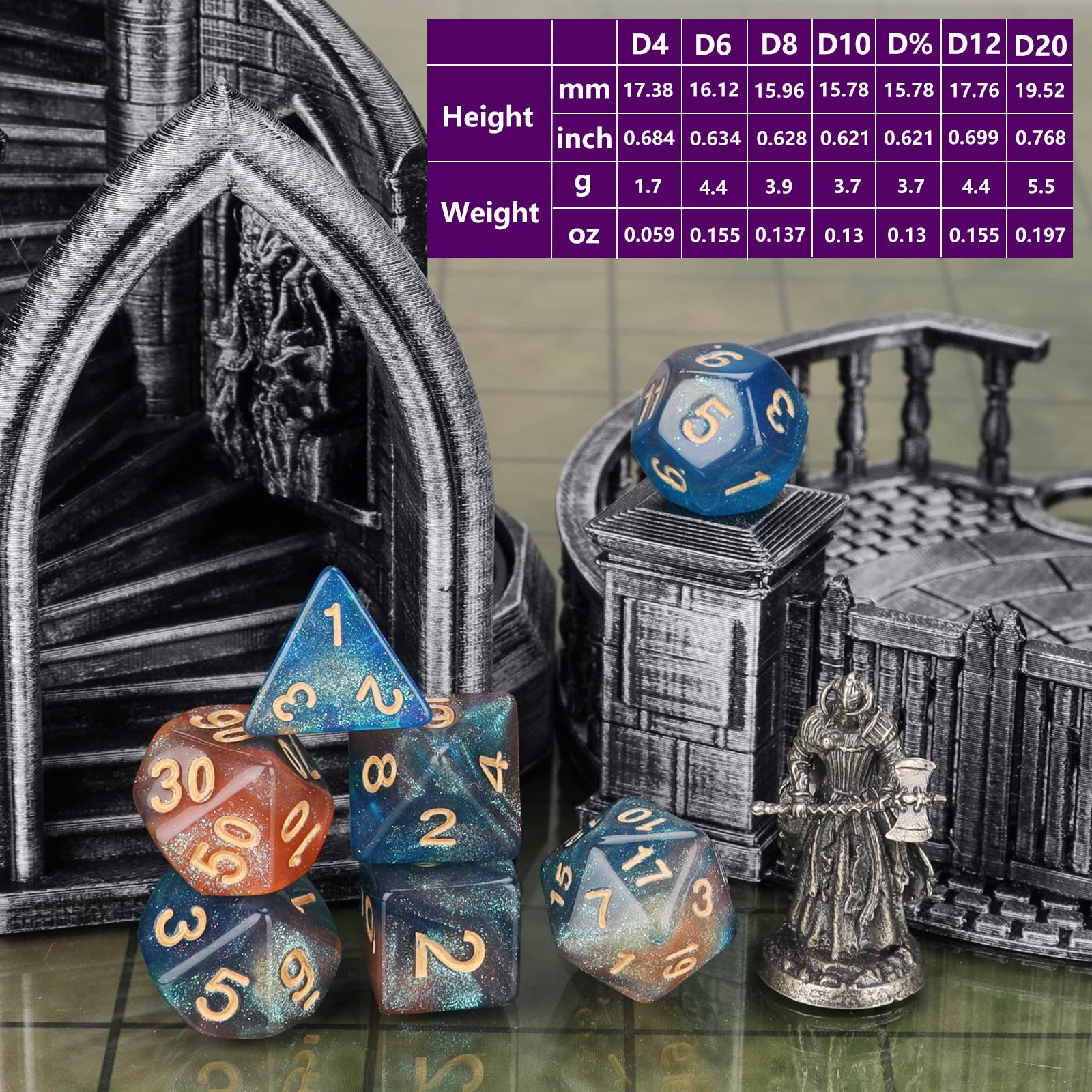 Coyeekn polyhedral dice with high contrast numbers for easy reading.