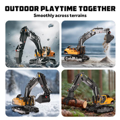 CozyBomB RC excavator remote joysticks provide precise control for accurate operations.