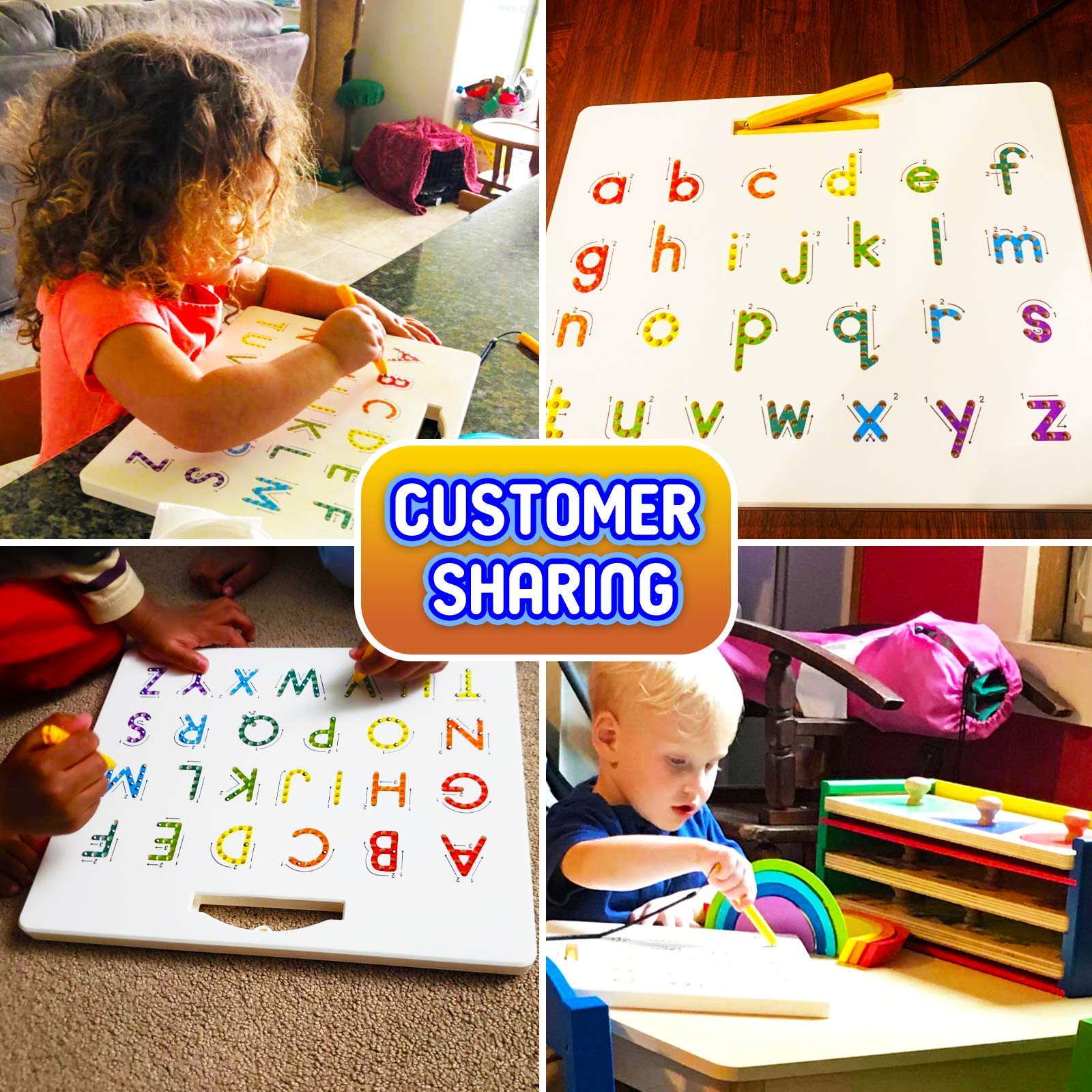 CozyBomB stylus tracing action enhances fine motor skills during letter exploration.